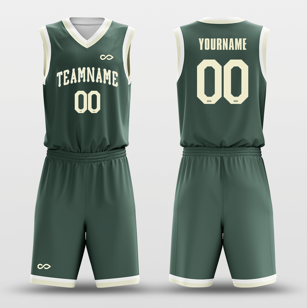 緑と白のバスケットボールジャージキット